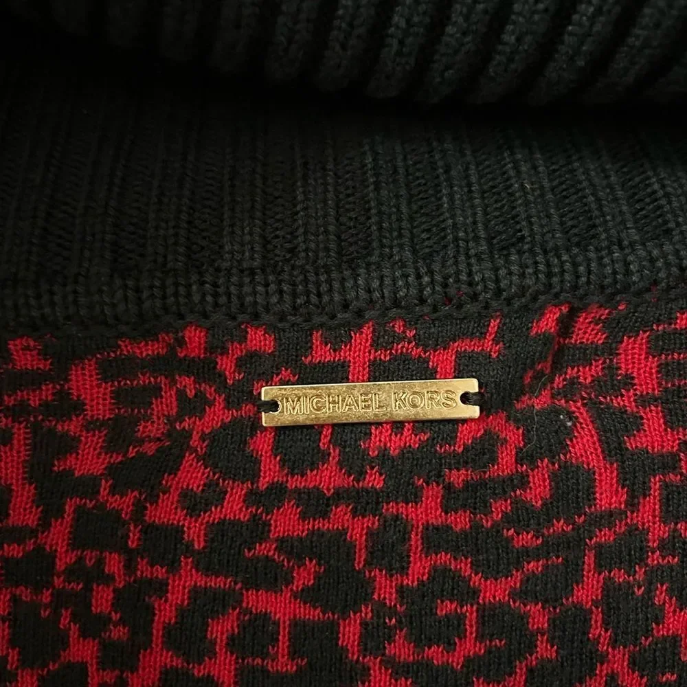 Michael Kors Red and Black Cowl Neck Sweater